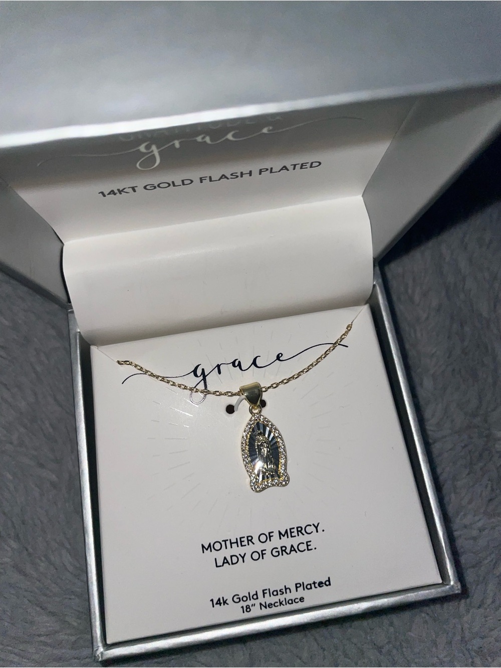 Grace Gold-Tone Mother of Mercy Pendant Necklace